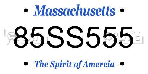 85SS555 Massachusetts License Plate