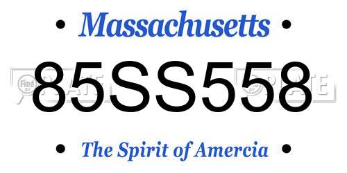 85SS558 Massachusetts License Plate