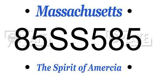 85SS585 Massachusetts License Plate