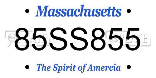 85SS855 Massachusetts License Plate