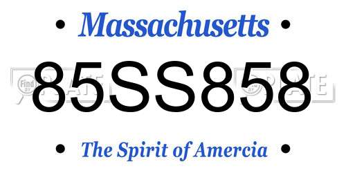 85SS858 Massachusetts License Plate