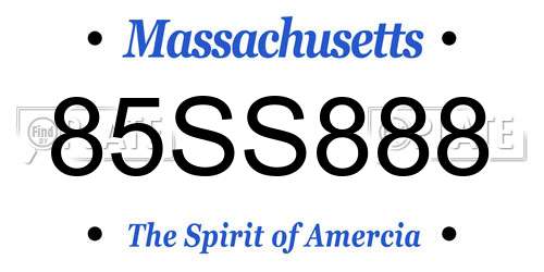 85SS888 Massachusetts License Plate
