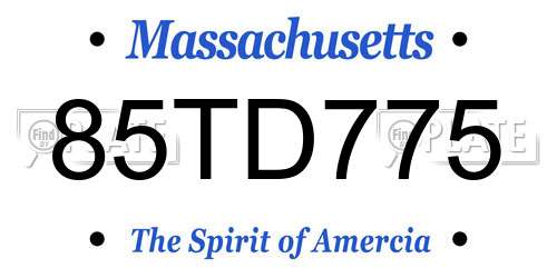 85TD775 Massachusetts License Plate