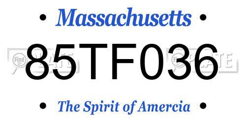 85TF036 Massachusetts License Plate