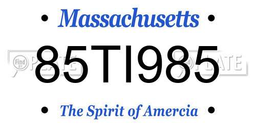 85TI985 Massachusetts License Plate