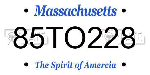85TO228 Massachusetts License Plate