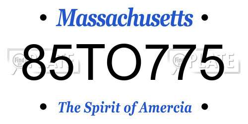 85TO775 Massachusetts License Plate