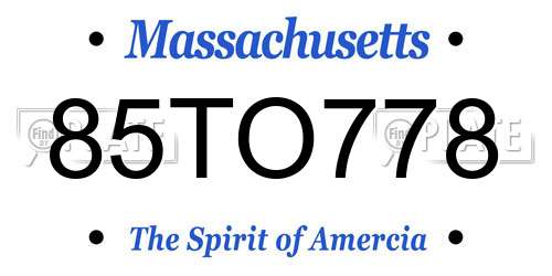 85TO778 Massachusetts License Plate