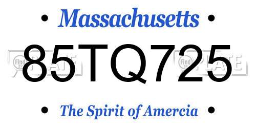 85TQ725 Massachusetts License Plate