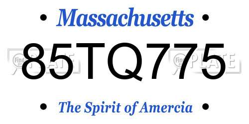 85TQ775 Massachusetts License Plate