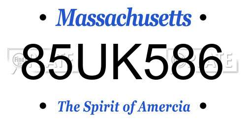 85UK586 Massachusetts License Plate