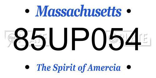 85UP054 Massachusetts License Plate