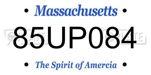 85UP084 Massachusetts License Plate