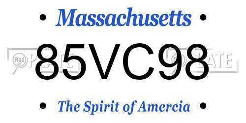 85VC98 Massachusetts License Plate