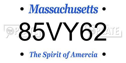 85VY62 Massachusetts License Plate