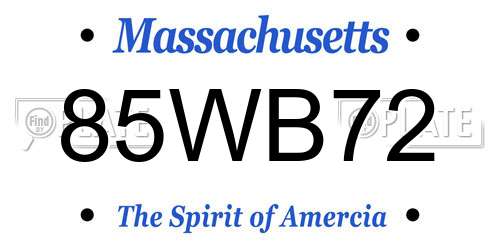 85WB72 Massachusetts License Plate