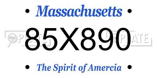 85X890 Massachusetts License Plate