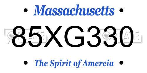 85XG330 Massachusetts License Plate