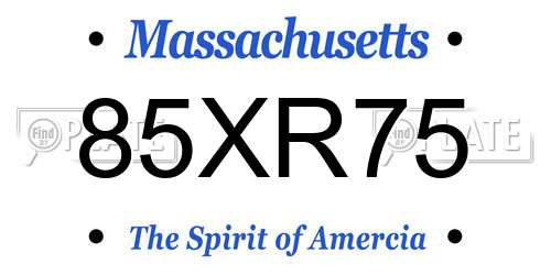 85XR75 Massachusetts License Plate