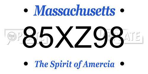 85XZ98 Massachusetts License Plate