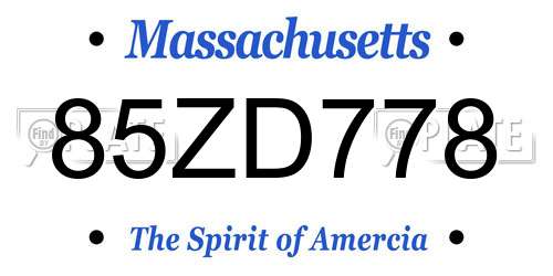 85ZD778 Massachusetts License Plate