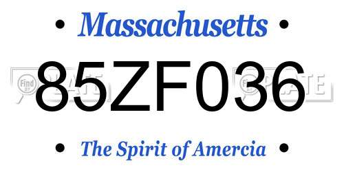 85ZF036 Massachusetts License Plate