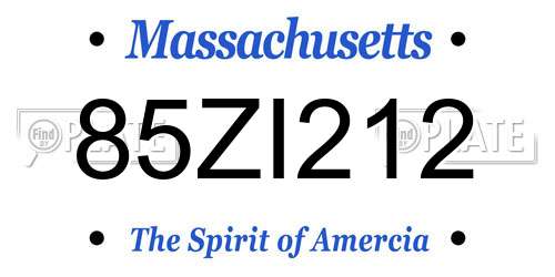 85ZI212 Massachusetts License Plate