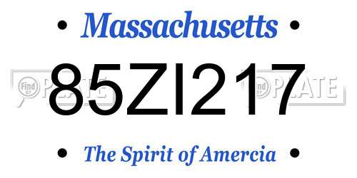 85ZI217 Massachusetts License Plate