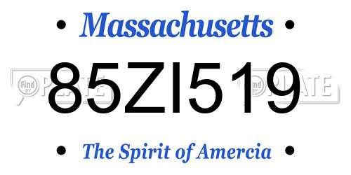 85ZI519 Massachusetts License Plate