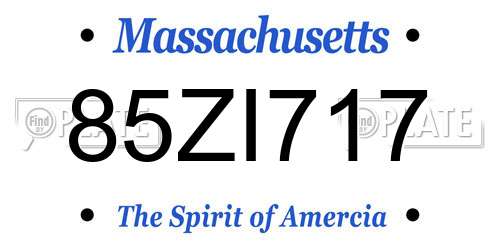 85ZI717 Massachusetts License Plate