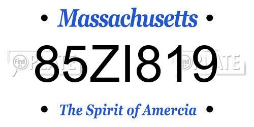 85ZI819 Massachusetts License Plate