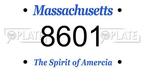 8601 Massachusetts License Plate