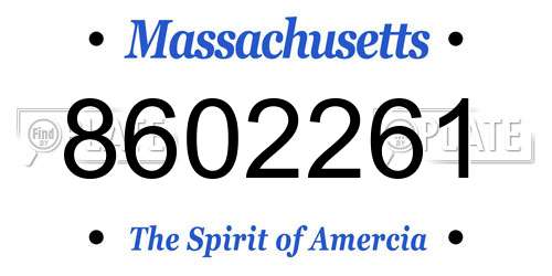 8602261 Massachusetts License Plate
