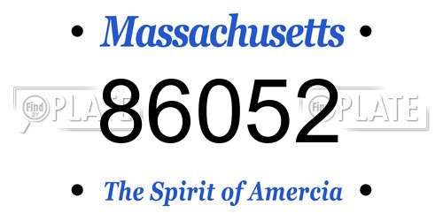 86052 Massachusetts License Plate