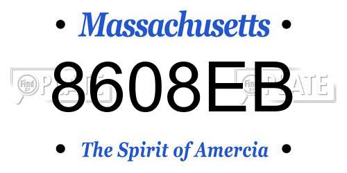 8608EB Massachusetts License Plate