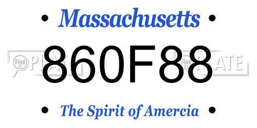 860F88 Massachusetts License Plate