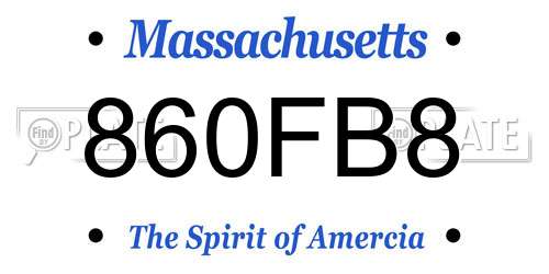 860FB8 Massachusetts License Plate
