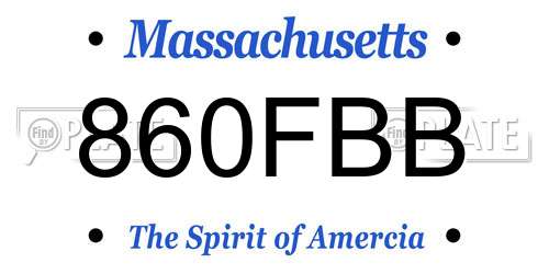 860FBB Massachusetts License Plate