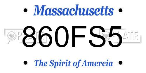 860FS5 Massachusetts License Plate