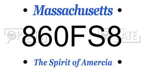 860FS8 Massachusetts License Plate
