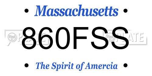 860FSS Massachusetts License Plate