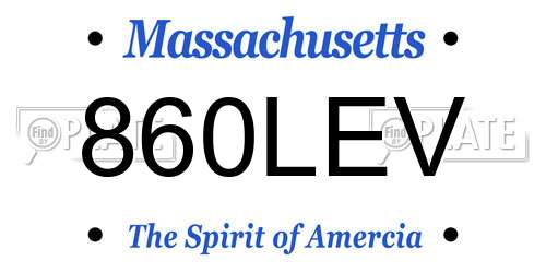 860LEV Massachusetts License Plate