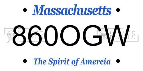 860OGW Massachusetts License Plate