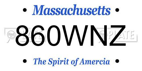 860WNZ Massachusetts License Plate