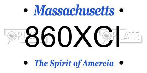 860XCI Massachusetts License Plate