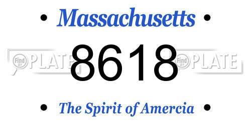 8618 Massachusetts License Plate
