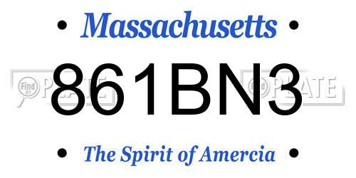 861BN3 Massachusetts License Plate