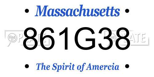 861G38 Massachusetts License Plate