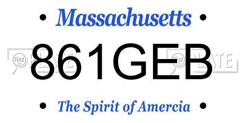 861GEB Massachusetts License Plate