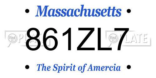 861ZL7 Massachusetts License Plate